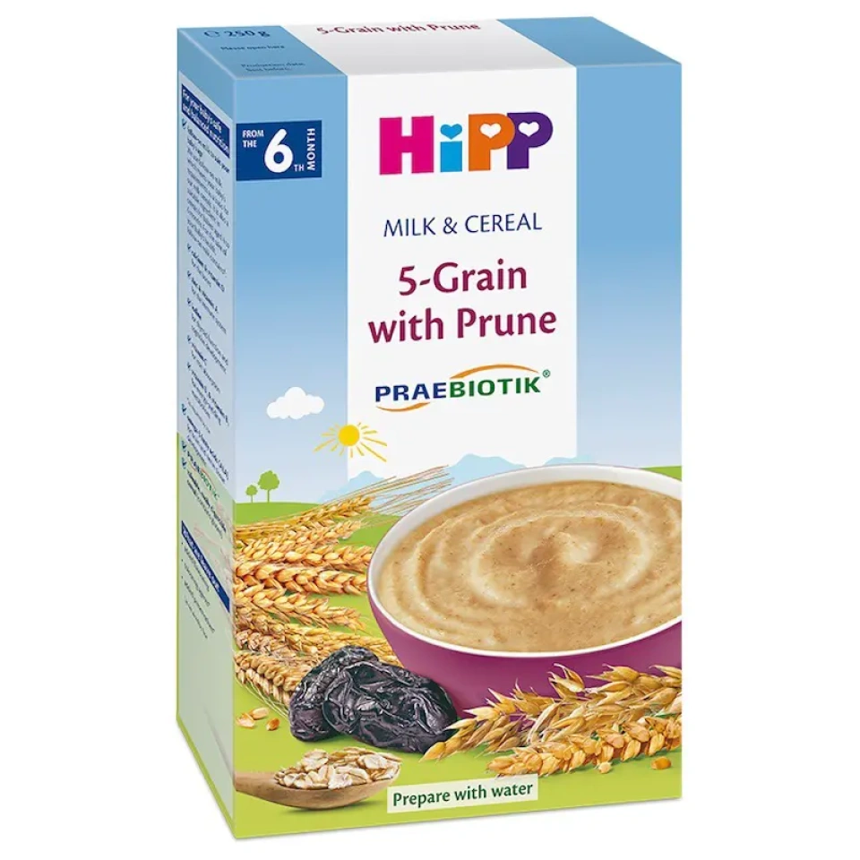 HiPP 5-vilja piimapudrupulber ploomi ja prebiootikumidega al. 6k 250g