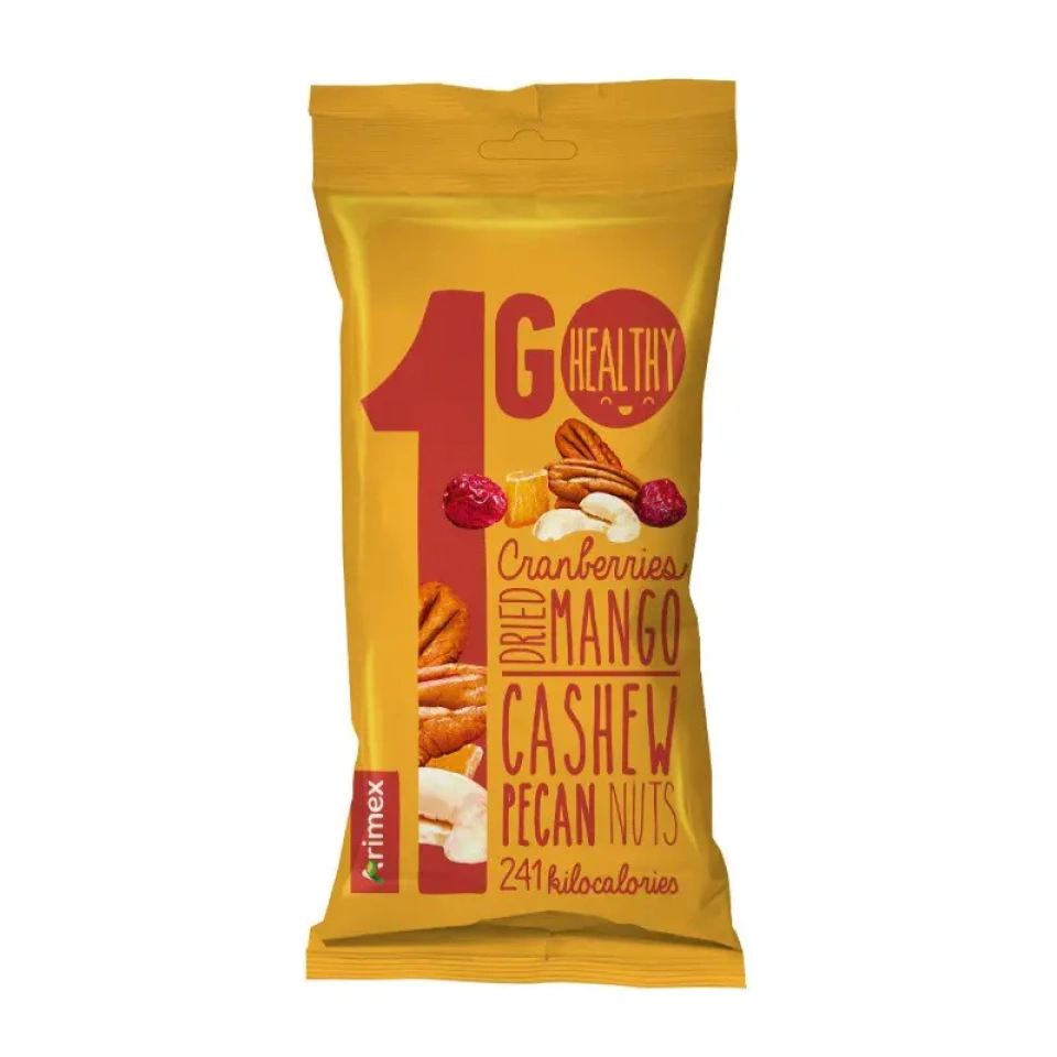 ARIMEX 1Go kuivatatud puuviljade ja pähklite segu (kollane) 50g