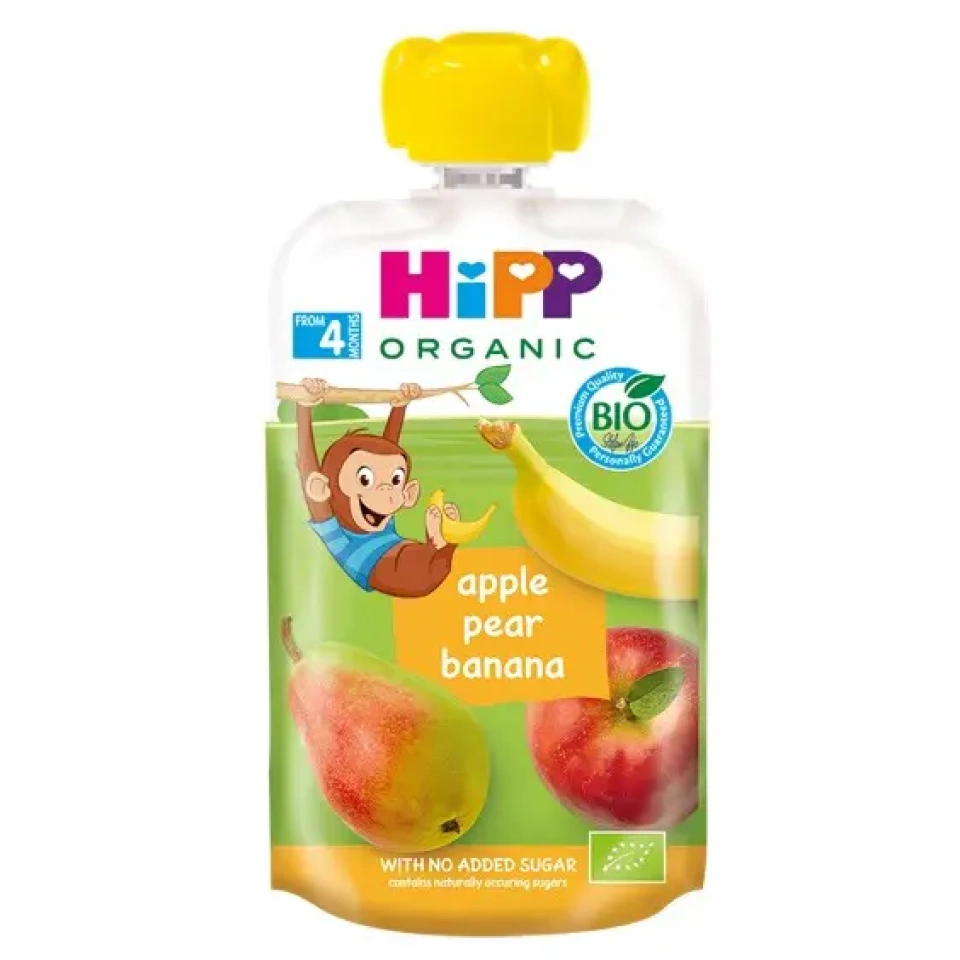 HiPP Hippis õuna-, pirni- ja banaanipüree ÖKO peale 4k 100g (AT-BIO-301)