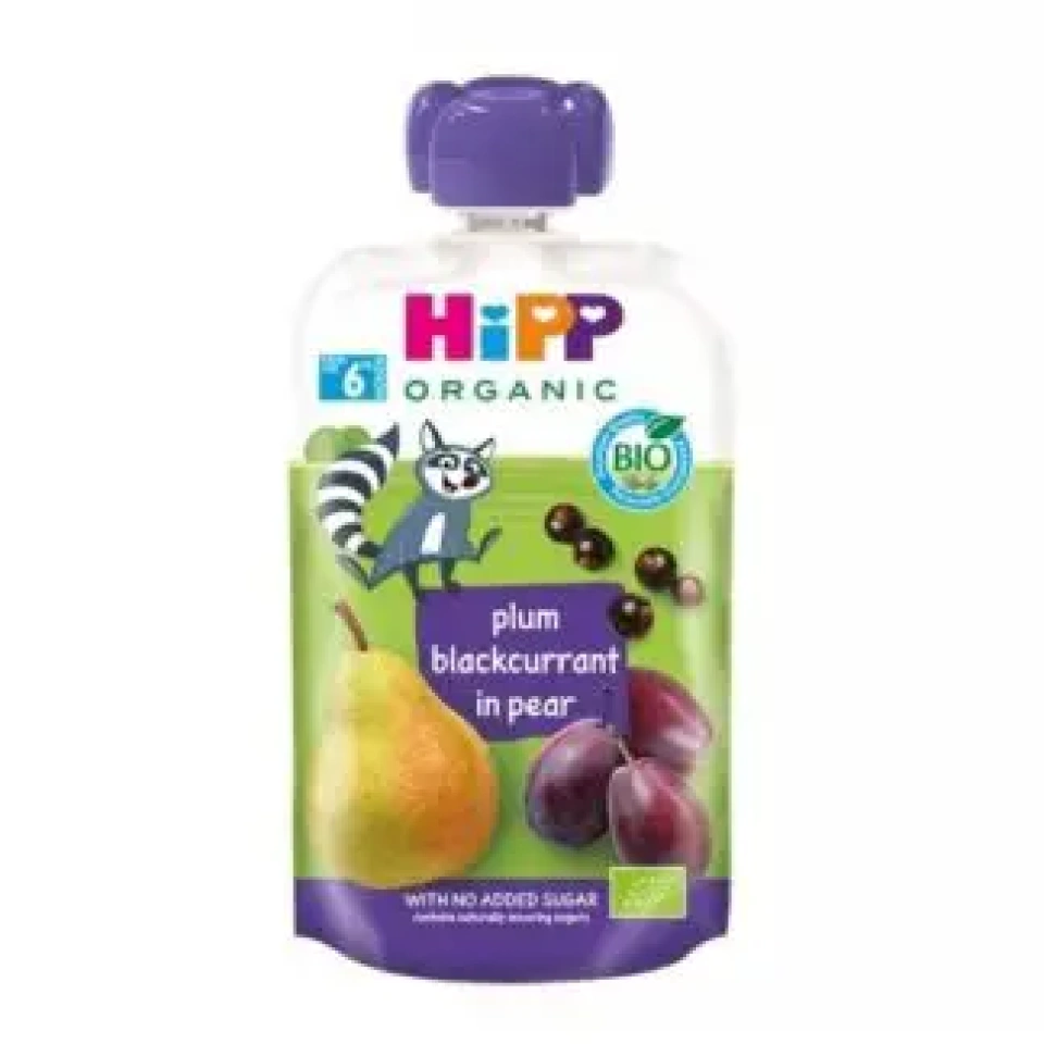 HiPP Hippis pirnipüree ploomi ja musta sõstraga ÖKO al. 6k 100g (AT-BIO-301)