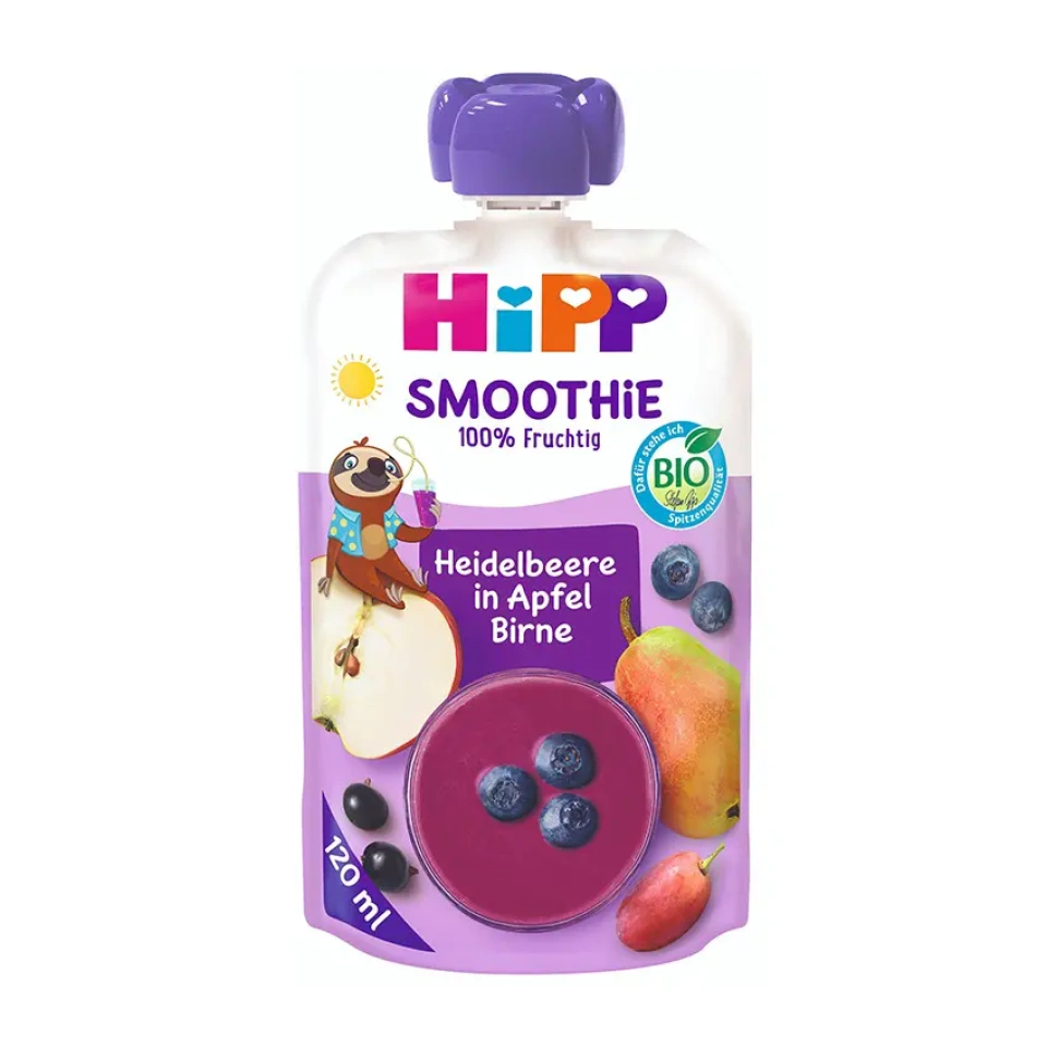 HiPP Õuna-pirni smuutijook mustikatega ÖKO al.1a 120ml(AT-BIO-301)