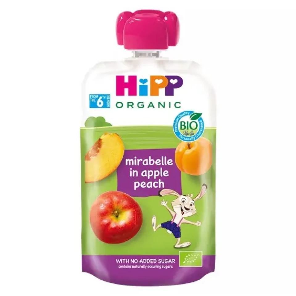 HiPP Hippis õuna-virsikupüree mirabelle ploomiga ÖKO al. 1a 100g (AT-BIO-301)