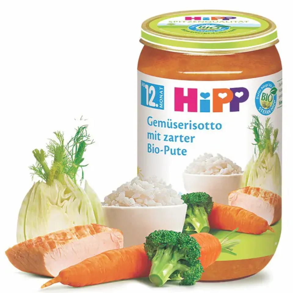 HiPP Köögiviljarisoto hõrgu kalkunilihaga ÖKO al. 12. kuust 250g (DE-ÖKO-001)