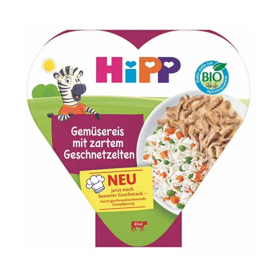HiPP Riis juurviljade ja pehme viilutatud veiselihaga ÖKO 1a 250g (AT-BIO-301)