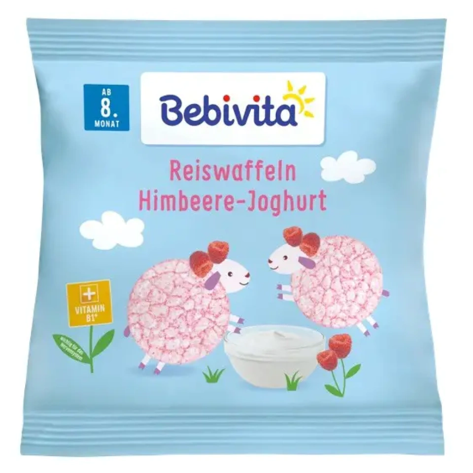 BEBIVITA riisivahvlid vaarika ja jogurtiga al. 8.k 30g