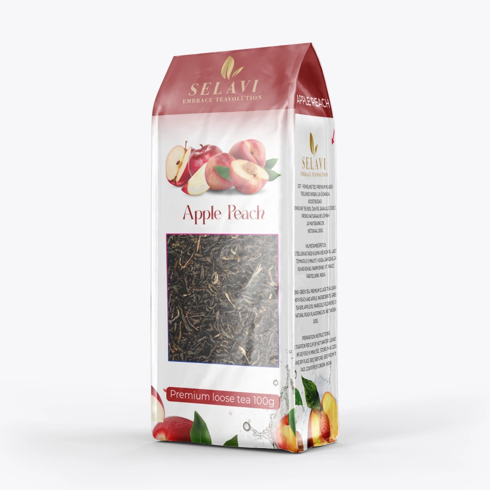 SELAVI Apple-Peach Premium roheline tee virsiku ja õunaga 100g