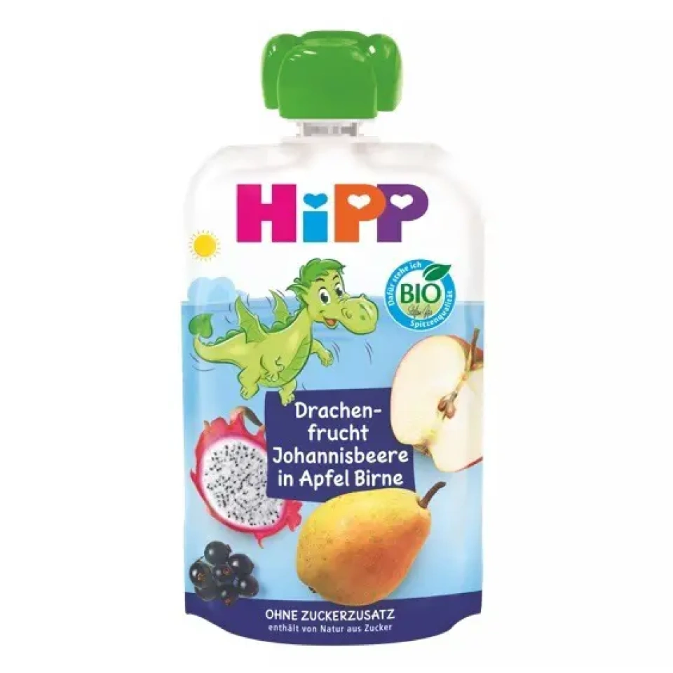 HiPP Hippis õuna-pirnipüree draakonvilja ja musta sõstraga ÖKO al. 1a 100g (AT-BIO-301)