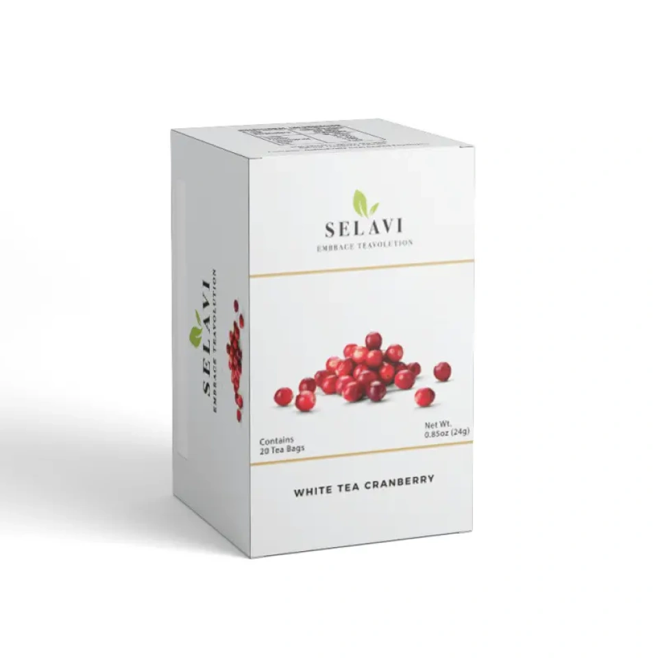 SELAVI White Tea Cranberry - jõhvikamaitseline valge tee (1,2g x 20tk) 24g
