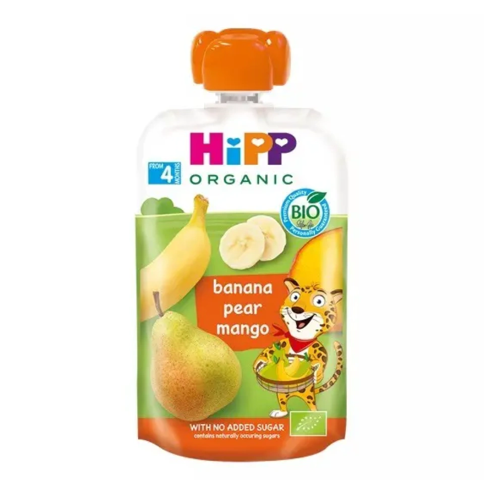 HiPP Hippis banaanipüree pirni ja mangoga ÖKO peale 4.k 100g (AT-BIO-301)