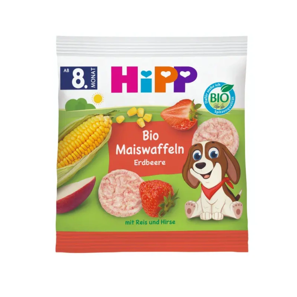 HIPP Maisivahvlid maasikatega ÖKO al.8k 23g (BE-BIO-02)