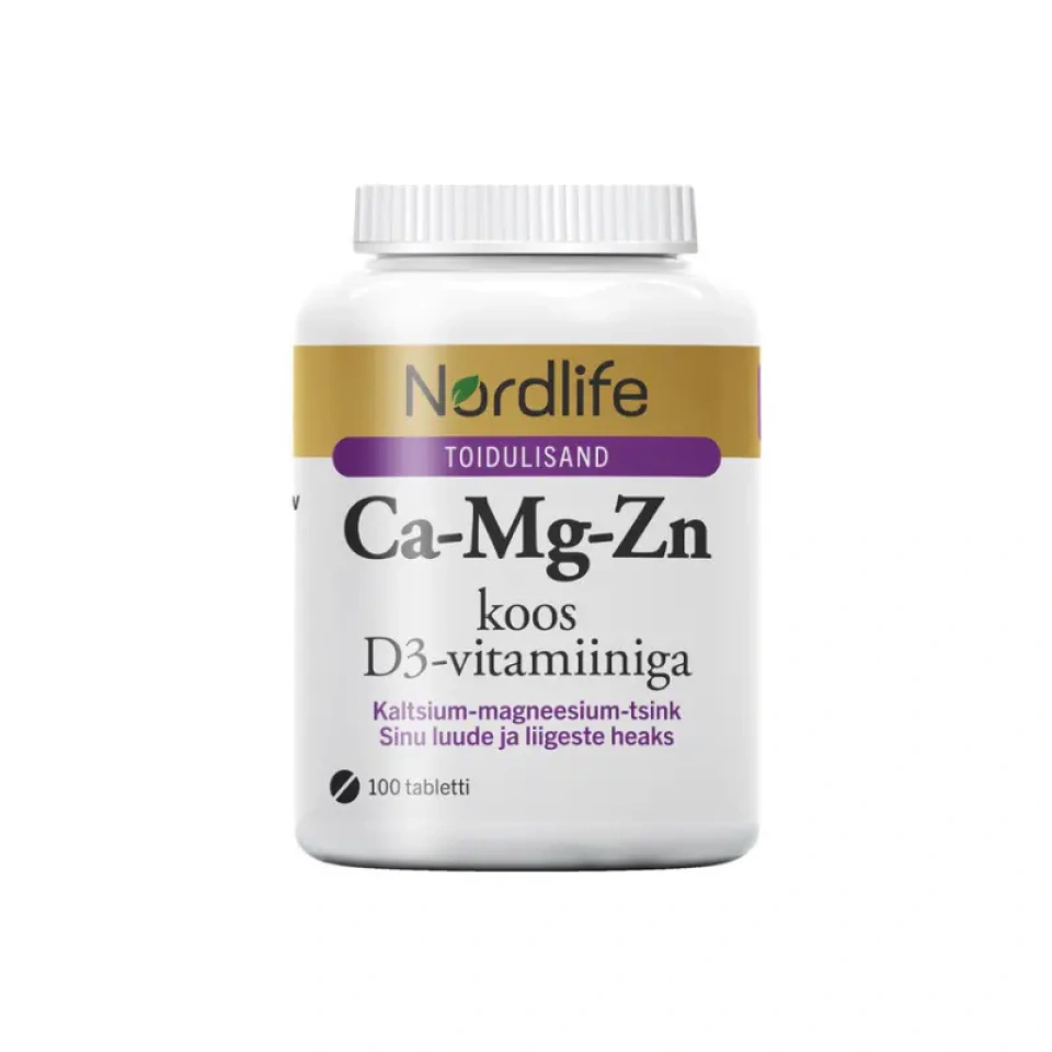 Nordlife Ca-Mg-Zn D3 vitamiiniga tabletid N100