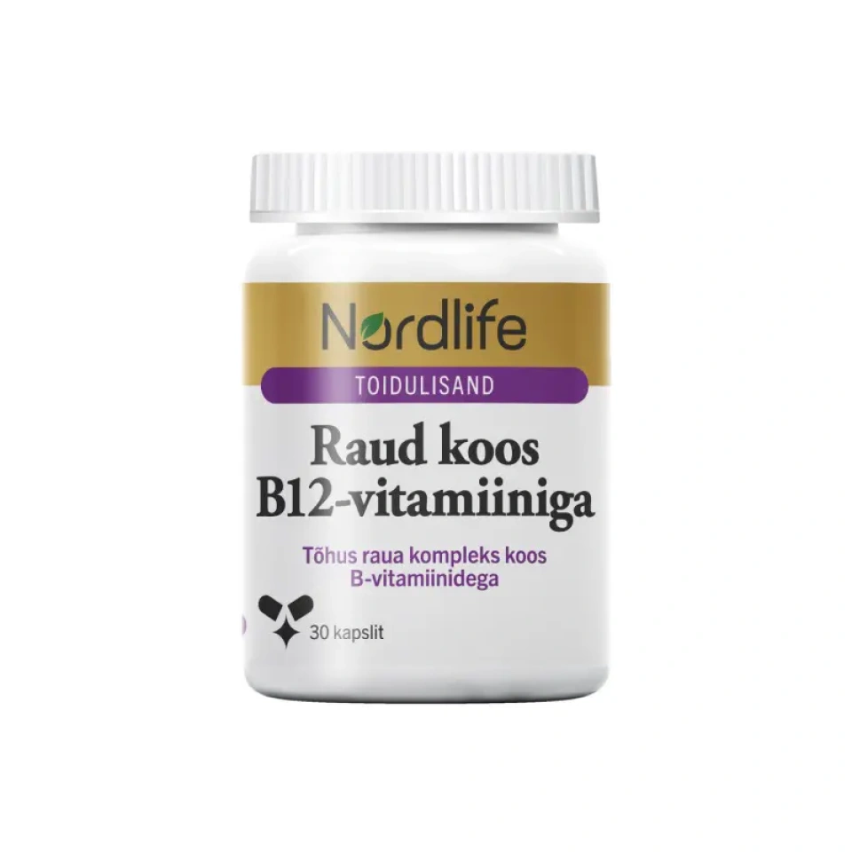 Nordlife Raud koos B12-vitamiiniga kapslid N30