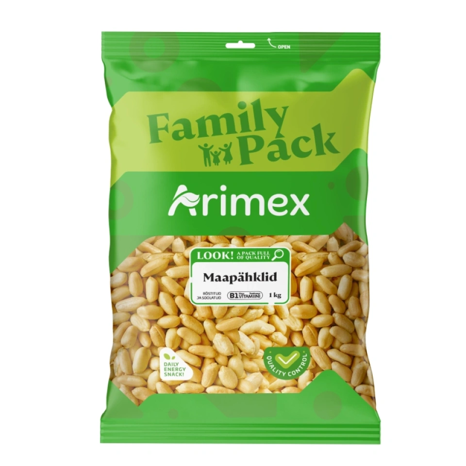 ARIMEX röstitud ja soolatud maapähklid Family Pack 1000g