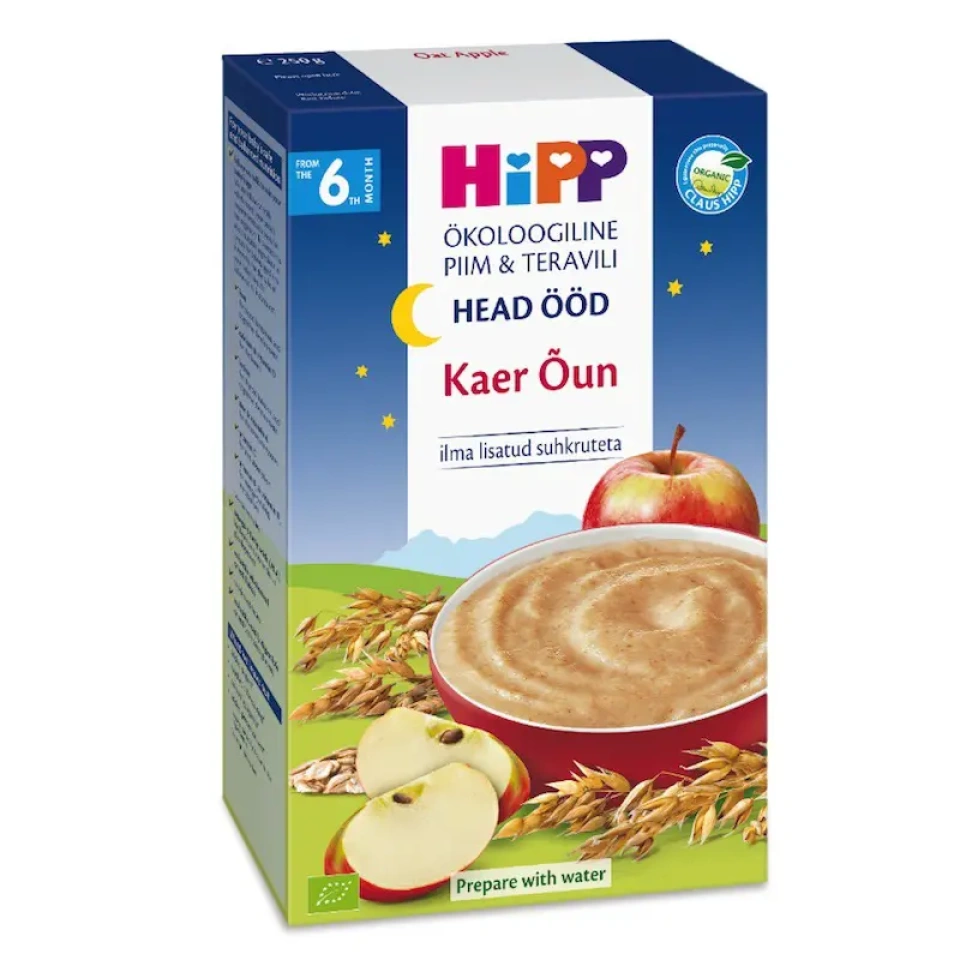 HiPP Head ööd! Kaera-õuna piimapudrupulber ÖKO al. 6k 250g (HR-EKO-07)