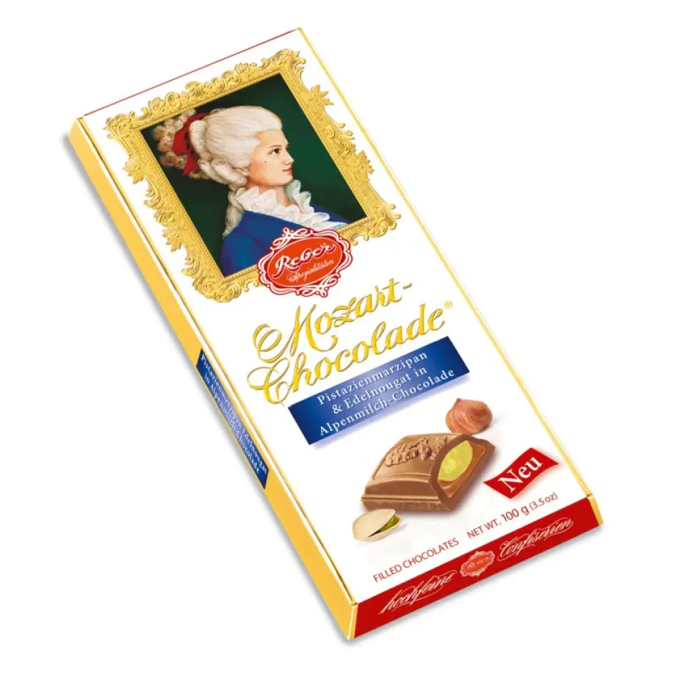 Mozart piimašokolaad pistaatsiamartsipani ja sarapuupähkli täidisega 100g