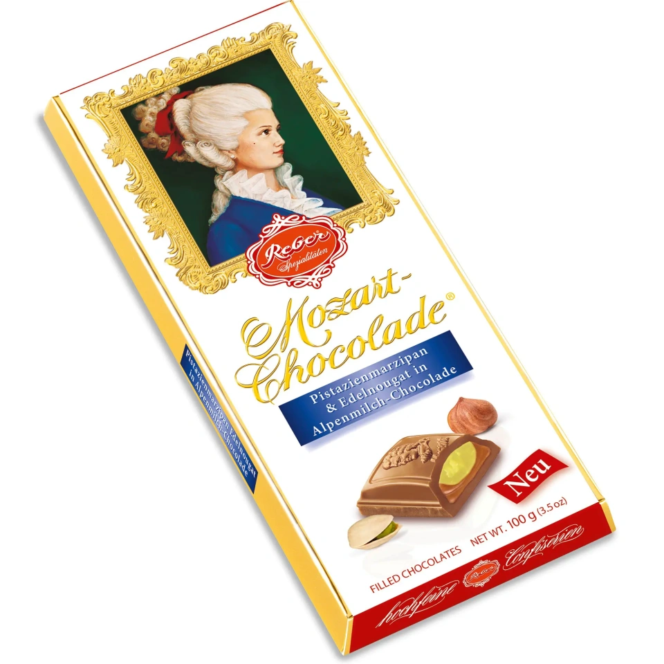 Mozart piimašokolaad pistaatsiamartsipani ja sarapuupähkli täidisega 100g